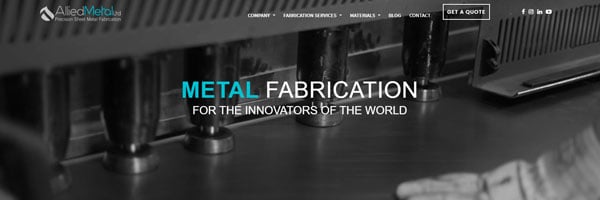 Shearing material with "Metal Fabrication / for the innovators of the world" written across image